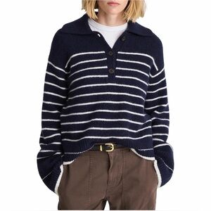 NWT! Madewell - Placed Stripe Gina Charm Polo - Navy Striped - Size Extra Large